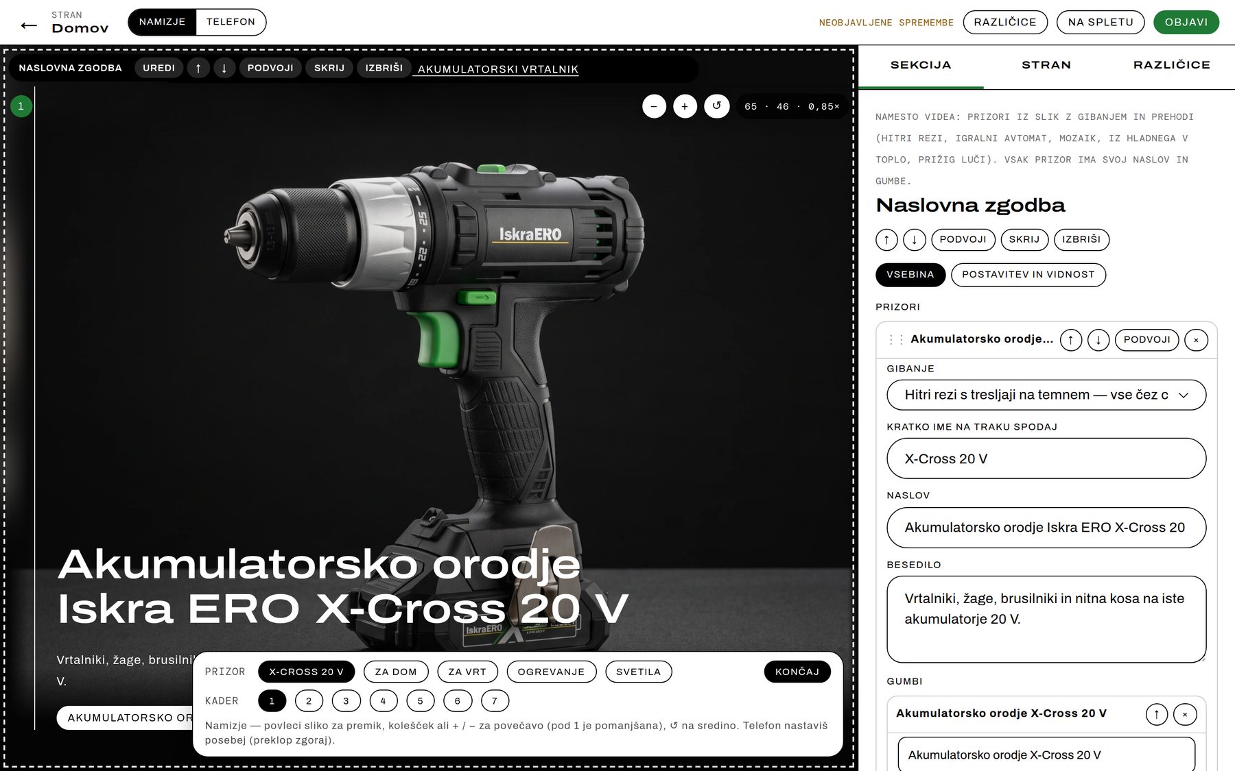 Urejanje slik naslovne zgodbe