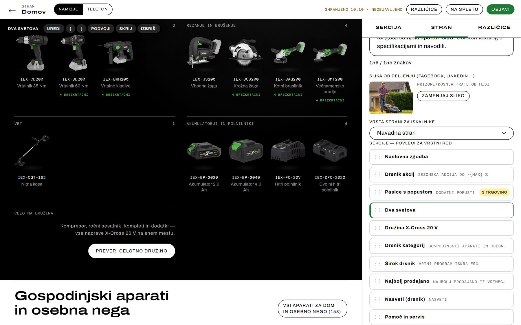 Po premiku sekcije