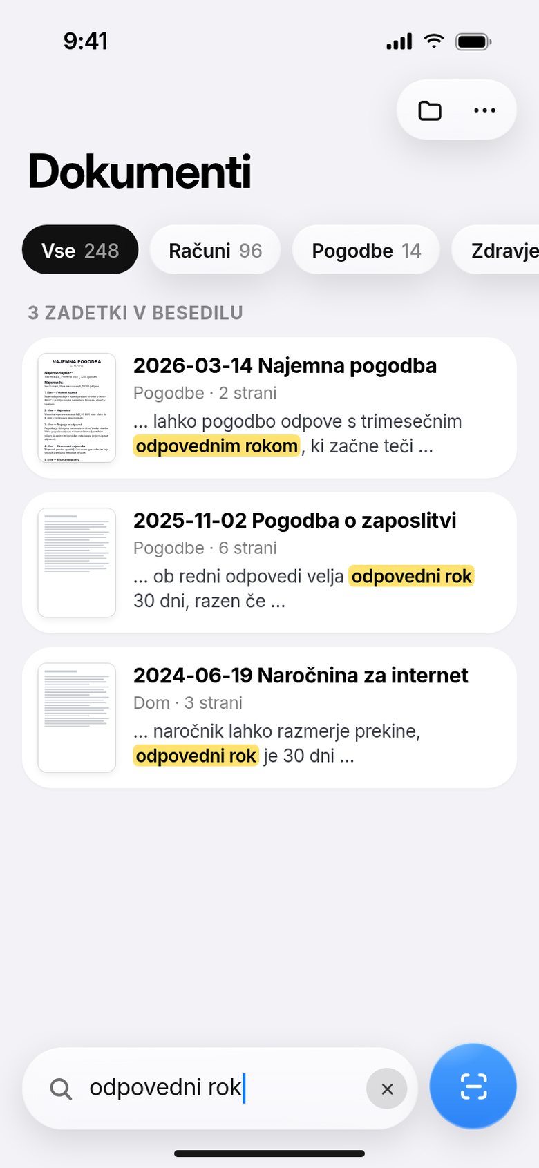 Iskanje po vsebini dokumentov